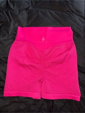 Ryderwear Bright Pink Textured High-Waist Bike Shorts